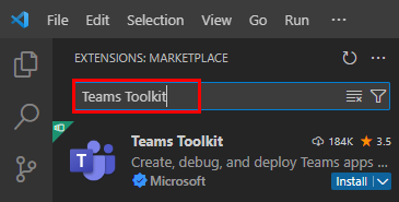 Screenshot: Im Suchergebnis aufgeführtes Teams-Toolkit